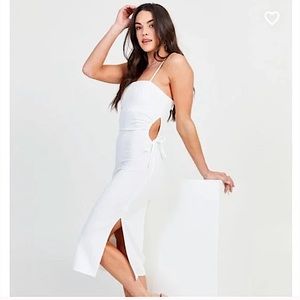 Altar’d State Dara Fitted Midi White Dress with side cut outs size small bridal